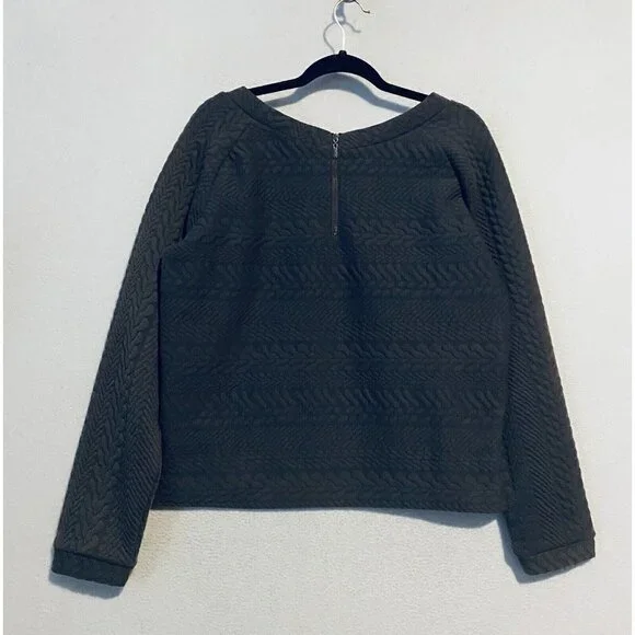 Prana Sweatshirt Womens XL Gray Dimension Hemp Boat Neck Cropped Textured Yoga - Picture 3 of 7